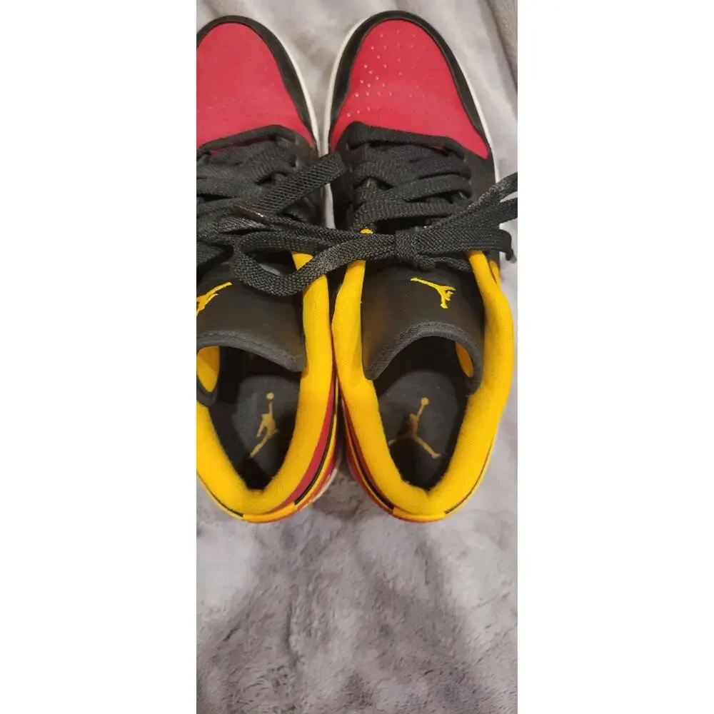 Nike Air Jordan 1 Low Bred Black-University Gold-Gym Red 553558-035 Men 11 w/box